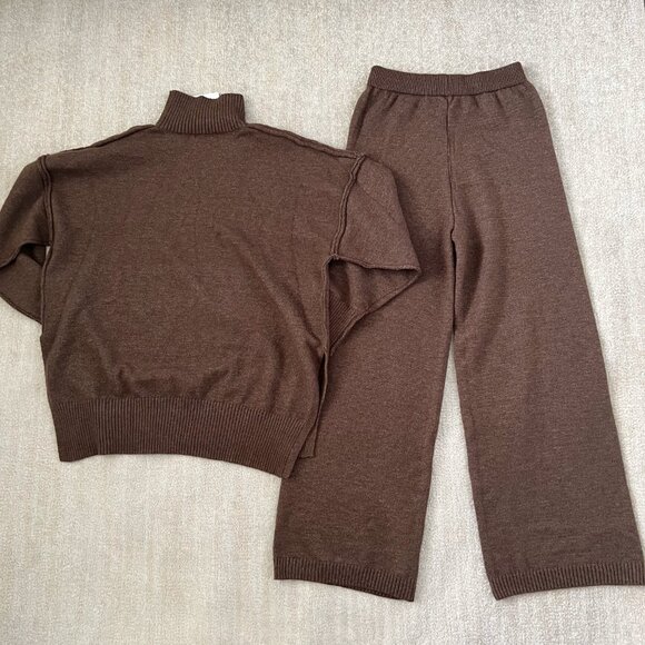NWT Commense Two Piece Matching Sweater Wide Leg Pull On Pants Set M - Picture 3 of 13